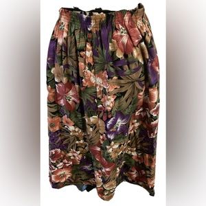 Alfred Dunner Midi skirt Size 16 floral elastic waist pockets multicolored